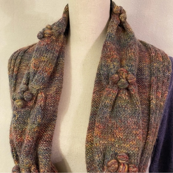 FLAWED Charlie & Robin Anthropologie purple scarf-wrapped wool sweater - Picture 4 of 15